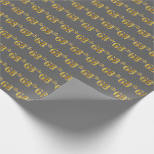 Papier Cadeau Grey, Faux Gold 68e (Soixante-huitième)