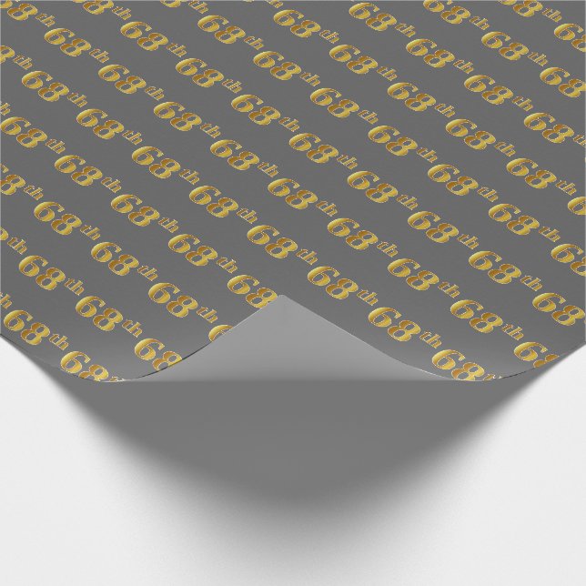 Papier Cadeau Grey, Faux Gold 68e (Soixante-huitième) (Coin)