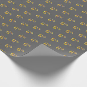 Papier Cadeau Grey, Faux Gold 6th (Sixième) Event Wrapper Paper