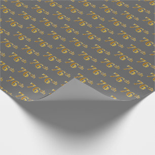 Papier Cadeau Grey, Faux Gold 76e (Soixante-seizième)