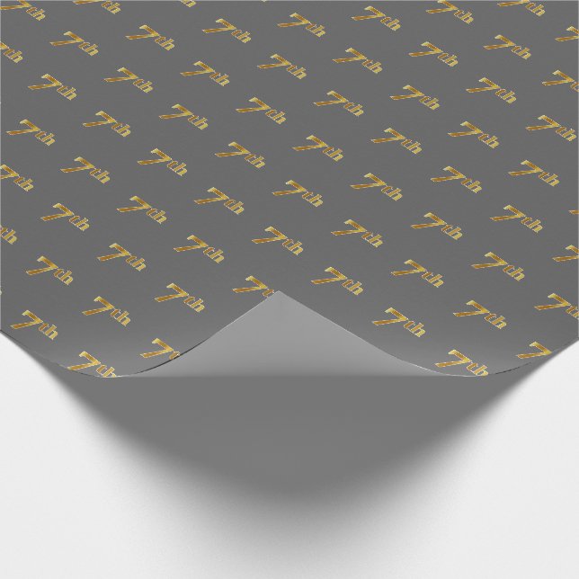 Papier Cadeau Grey, Faux Gold 7th (Septième) Event Wrapper Paper (Coin)