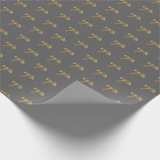 Papier Cadeau Grey, Faux Gold 7th (Septième) Event Wrapper Paper (Coin)
