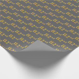 Papier Cadeau Grey, Faux Gold 82e (Quatre-vingt-deuxième)