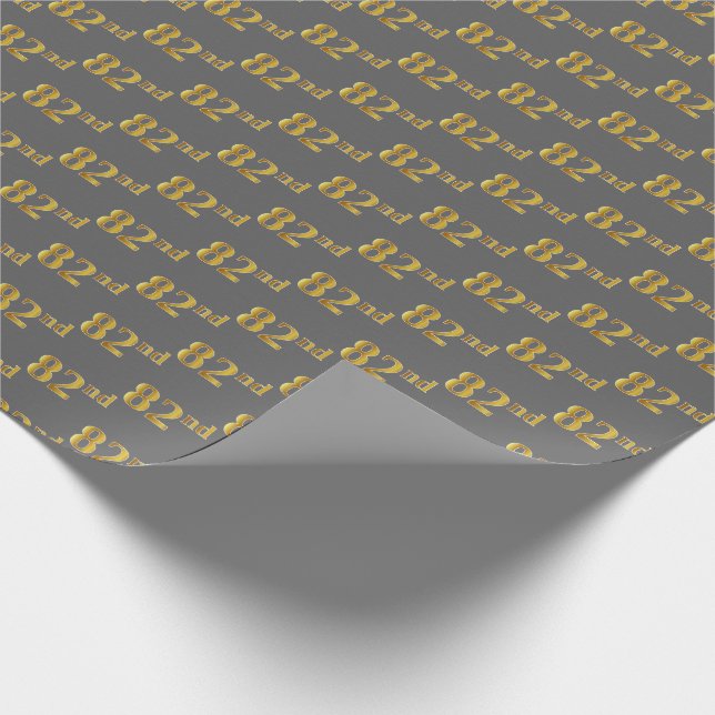 Papier Cadeau Grey, Faux Gold 82e (Quatre-vingt-deuxième) (Coin)