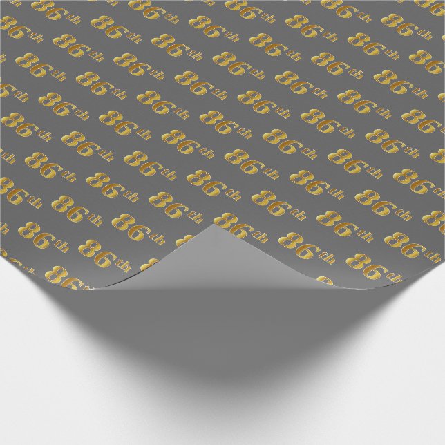 Papier Cadeau Grey, Faux Gold 86e (Quatre-vingt-sixième) (Coin)