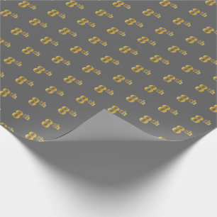 Papier Cadeau Grey, Faux Gold 8th (Huitième) Event Wrapper Paper