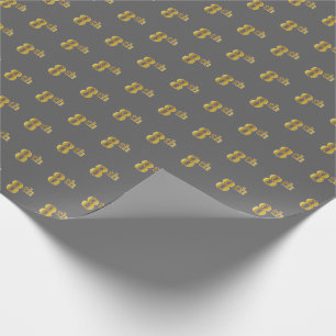 Papier Cadeau Grey, Faux Gold 8th (Huitième) Event Wrapper Paper