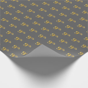 Papier Cadeau Grey, Faux Gold 9th (Neuvième) Event Wrapper Paper