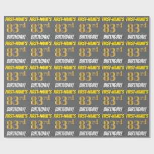 Papier Cadeau Grey, Faux/Imitation Gold, "83e anniversaire"