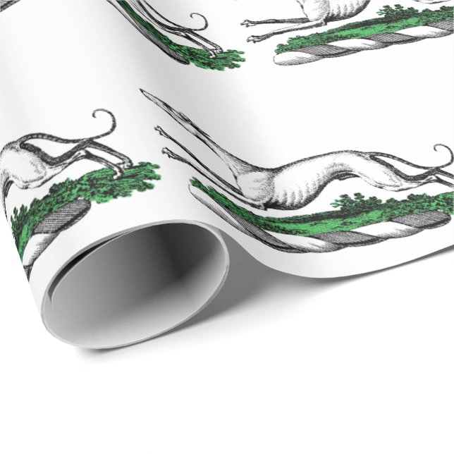 Papier Cadeau Greyhound Whippet à la tête d'un emblème de crête  (Coin rond)