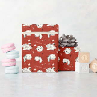 Papier Cadeau Gribouillages d'animaux mignons effrayants & notes