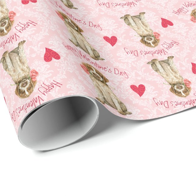 Papier Cadeau Griffon rose de Valentine (Coin rond)