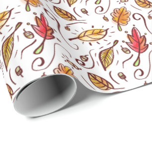 Papier Cadeau Griffonnages d'automne d'aquarelle
