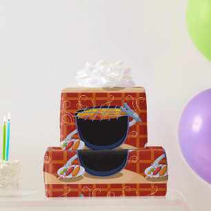 Papier Cadeau Grillades au barbecue avec des tongues et des broc