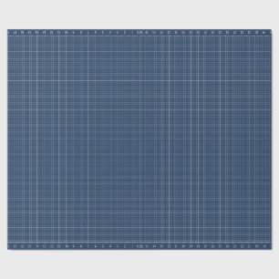 Papier Cadeau Grille de 36" avec règle Couleur de blueprint trad