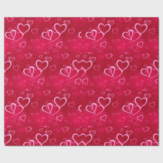 Papier Cadeau Grille de cœur corail : douceur simple éparpillée 