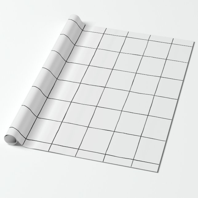 Papier Cadeau Grille d'encre - Lignes noires - personnalisable (Déroulé)
