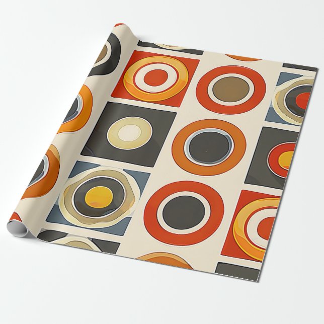 Papier Cadeau Grille géométrique rétro (Déroulé)