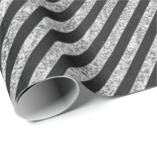 Papier Cadeau Grilles Noir Blanc Lignes Tableau noir Élégant