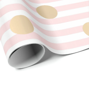 Papier Cadeau Grilles Pastel Rose Rose Blanc Lignes Pois