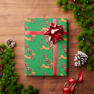 Papier Cadeau Grinch   Max Poinsettia de Noël