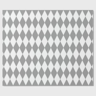 Papier Cadeau Gris blanc Arlequin Diamants Motif Design