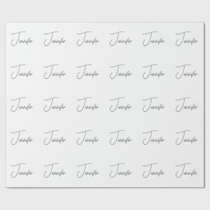Papier Cadeau Gris Blanc Moderne Minimaliste Écriture Manuscrite