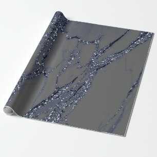 Papier Cadeau Gris bleu marine Graphite Parties scintillant marb