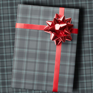 Papier Cadeau Gris Charbon foncé et Tartan Plaid sarcelle Humeur