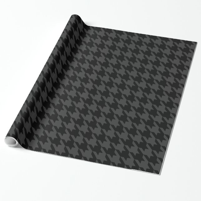 Papier Cadeau Gris de charbon de bois de Houndstooth Pied de (Déroulé)
