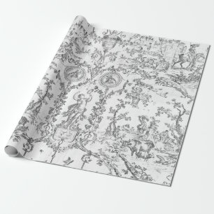 Papier Cadeau Gris élégant et vintage de style français toile de