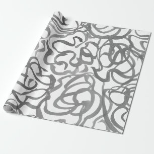 Papier Cadeau Gris Elegant Neutral Flèches Abstrait Aquarelle