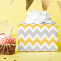 Gris et jaune Zigzag Chevron Stripes