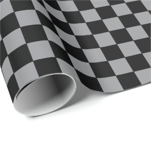Papier Cadeau Gris et noir à carreaux