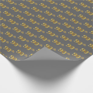 Papier Cadeau Gris, événement d'or quatre-vingt-dixième de Fa