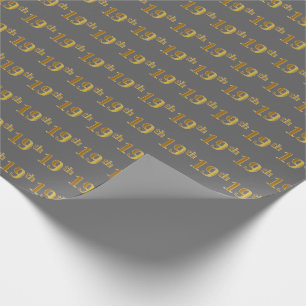 Papier Cadeau Gris, Faux Or 19e (Dix-neuvième) Événement