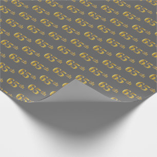 Papier Cadeau Gris, Faux Or 65e (Soixante-Cinquième) Événement