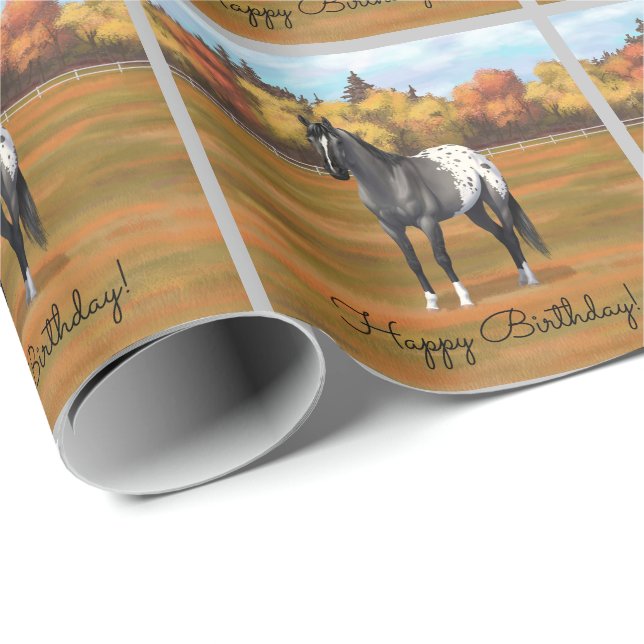 Papier Cadeau Gris Grulla Appaloosa Quartier Horse Stallion (Coin rond)