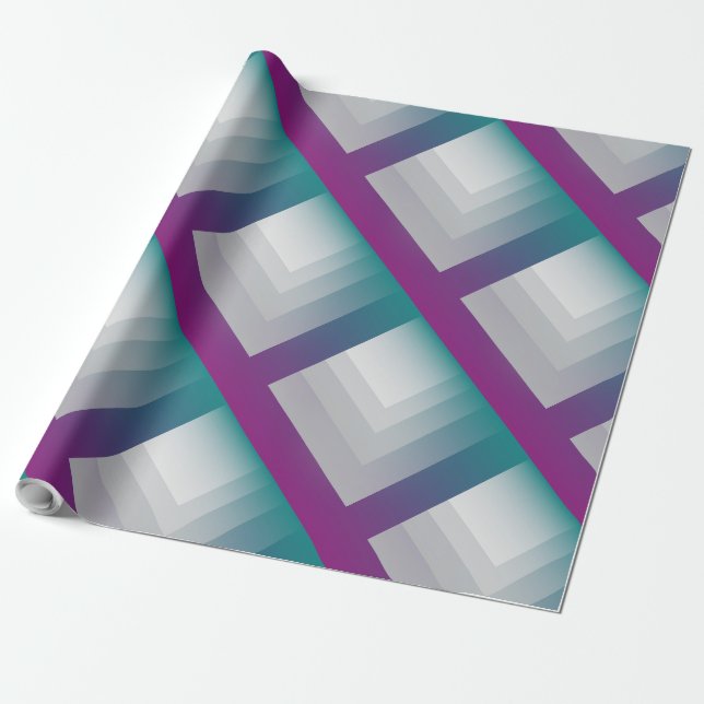 Papier Cadeau gris magenta turquoise (Déroulé)