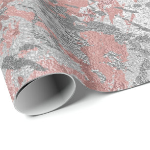 Papier Cadeau Gris Moulé Argent Blush Marbre rose brillant Métal