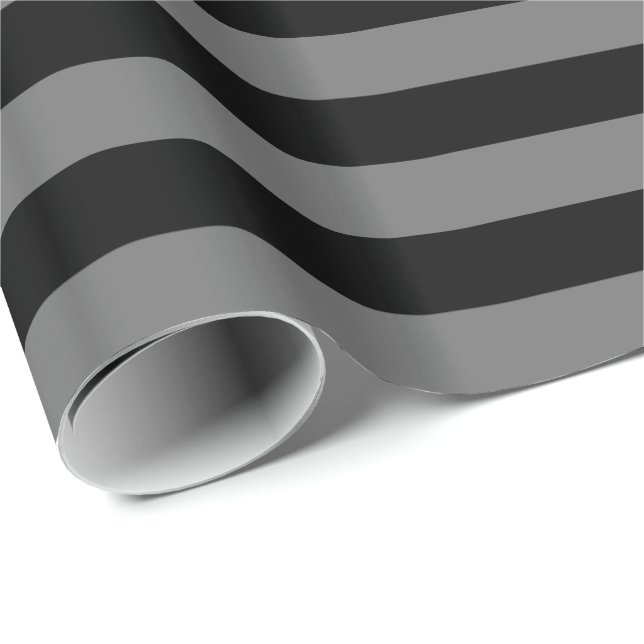Papier Cadeau Gris moyen et bande noire (Coin rond)