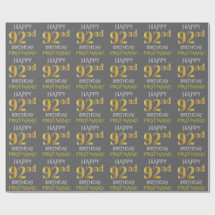 Papier Cadeau Gris, or "JOYEUX quatre-vingt-douzième