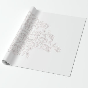 Papier Cadeau Gris pâle, Lait Blanc, design floral