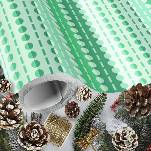 Papier Cadeau Gris-teintes vert (Pleated Stripes-Green Hues Wrapping Paper Rolls by Leapfroglisics Shop)