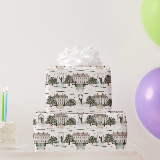 Papier Cadeau Groom Et Mariée Pour Fête des mariées Mariage (Cadeaux de fête)
