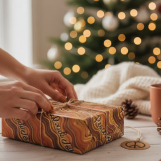 Papier Cadeau Groovy Peace & Joy Repeating Pattern 
