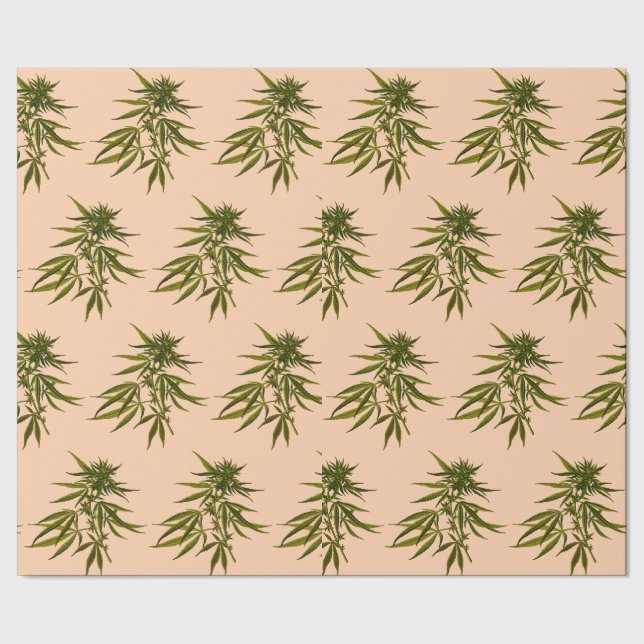 Papier Cadeau Gros Boutons verts sur Bouton Beige Bouton Personn (Couture)