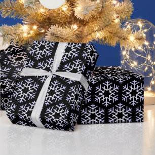Papier Cadeau Gros flocons d'argent sur noir