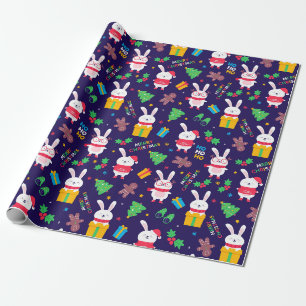Papier Cadeau Gros lapins de Noël