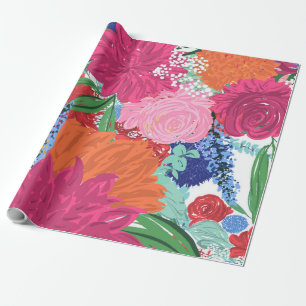 Papier Cadeau Gros motif de peinture à la main coloré